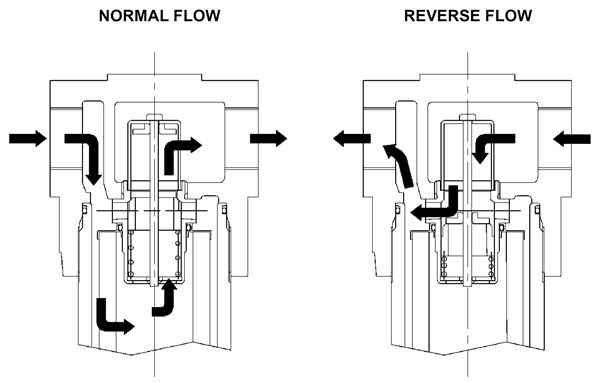 Pressure filter with reverse flow bypass valve
