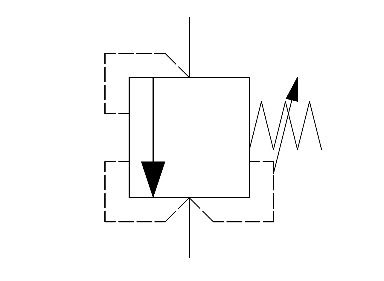 Back-pressure compensated relief/sequence valve symbol