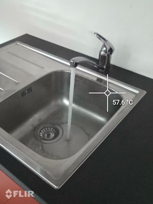 Normal image of the sink with the hot tap on