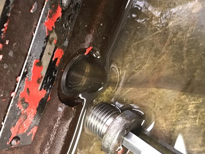 The case oil is coming out with a streak of something brownish in it