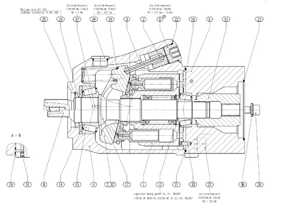 Rexroth A10VO Series 52 Hydraulic Pump Cut View